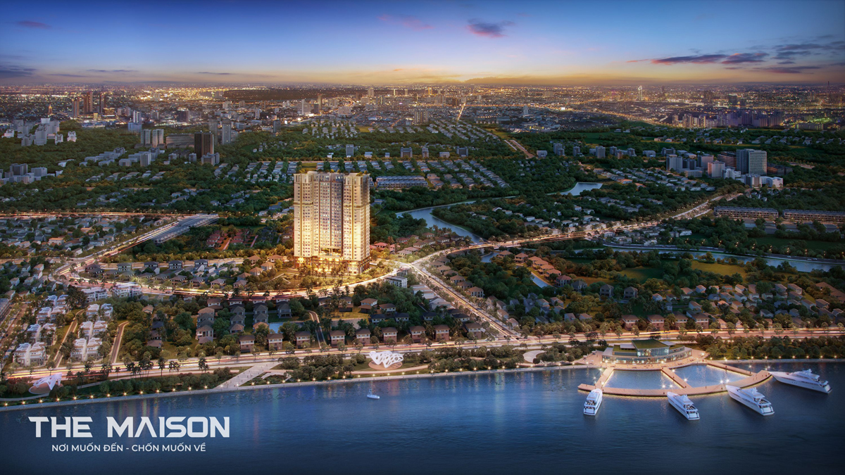 Cận cảnh mặt tiền và khối đế thương mại dự án The Maison C-Holdings.