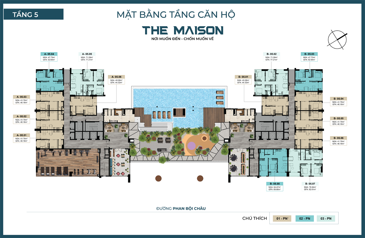Bản vẽ mặt bằng chi tiết tầng 5 dự án The Maison C-Holdings cập nhật mới nhất.