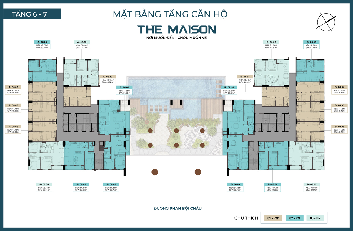 Bản vẽ mặt bằng tầng 6 và tầng 7 dự án The Maison C-Holdings